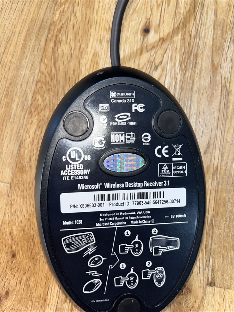 Microsoft Wireless Desktop Receiver 3.1 Model 1028 - Tested