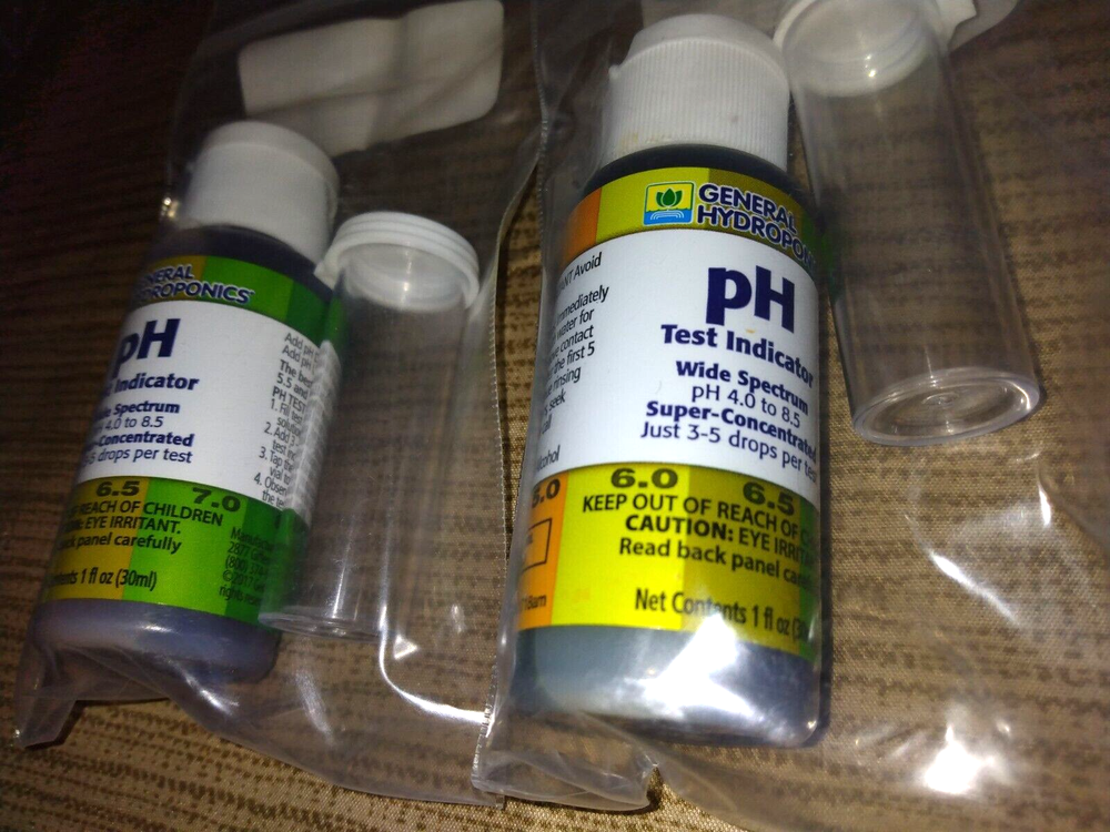 (2) General Hydroponics pH Test Indicator Control Kit 1oz -wide spectrum NEW!
