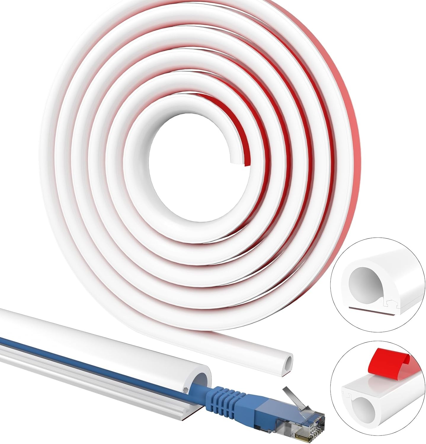 39”-197' Cord Hider Wall Self Adhesive Silicone Cord Covers for Wires On Wall