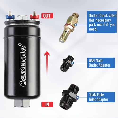 Universal Electric External Inline Fuel Pump, 12V 300LPH High Flow Rate, with