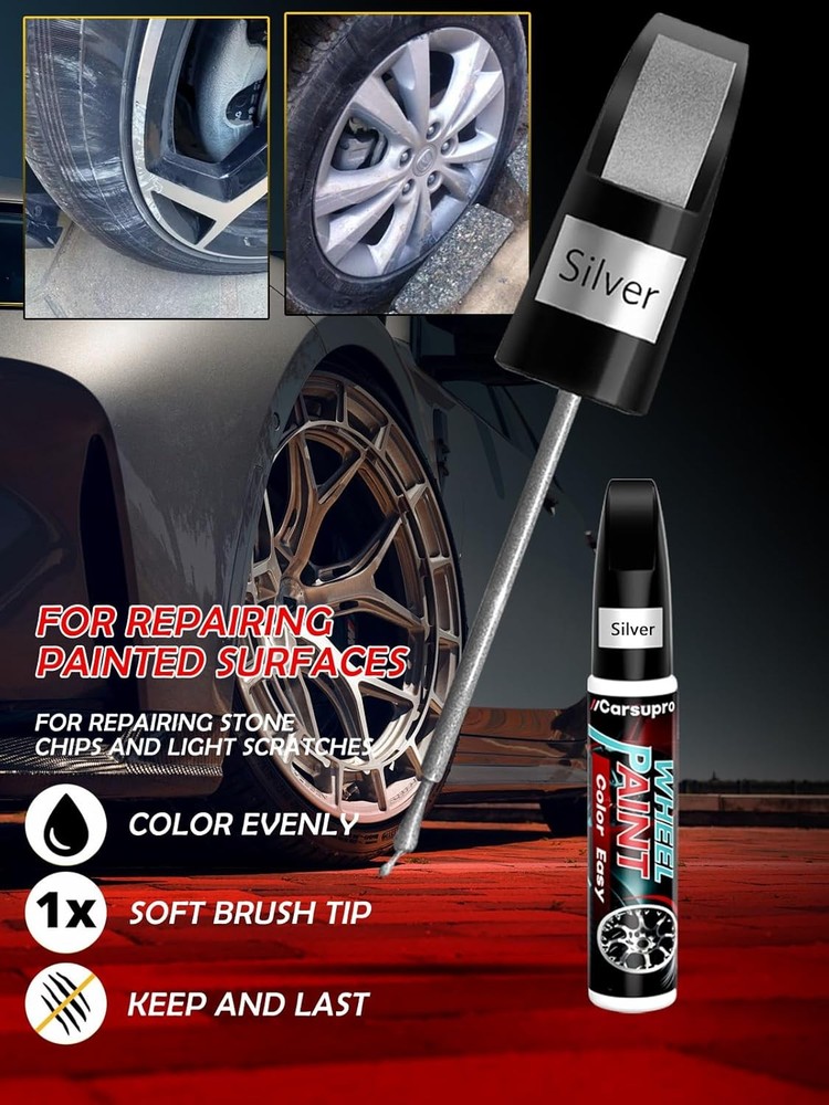 Silver wheel Touch Up Paint Wheel Scratch 0.35 Fl Oz (Pack of 1),