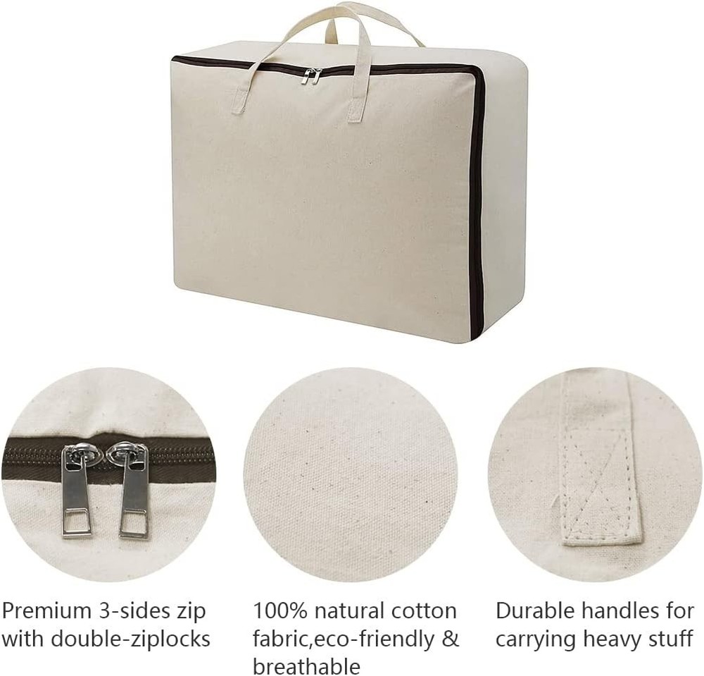 Three-Piece Canvas Storage Set with Handles, 8oz Thickened Soft Fabric