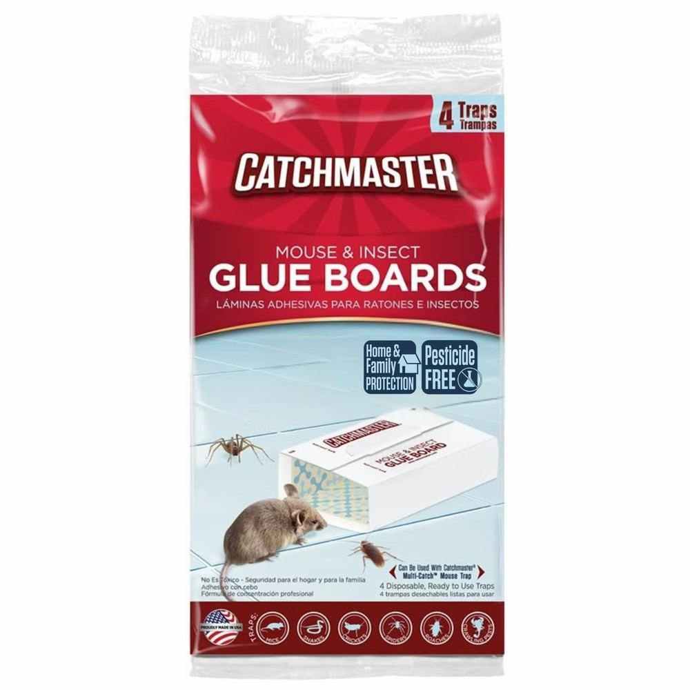 Catchmaster Glue Board Mouse & Insect Traps, Non-Toxic Pest Control, 4 Count