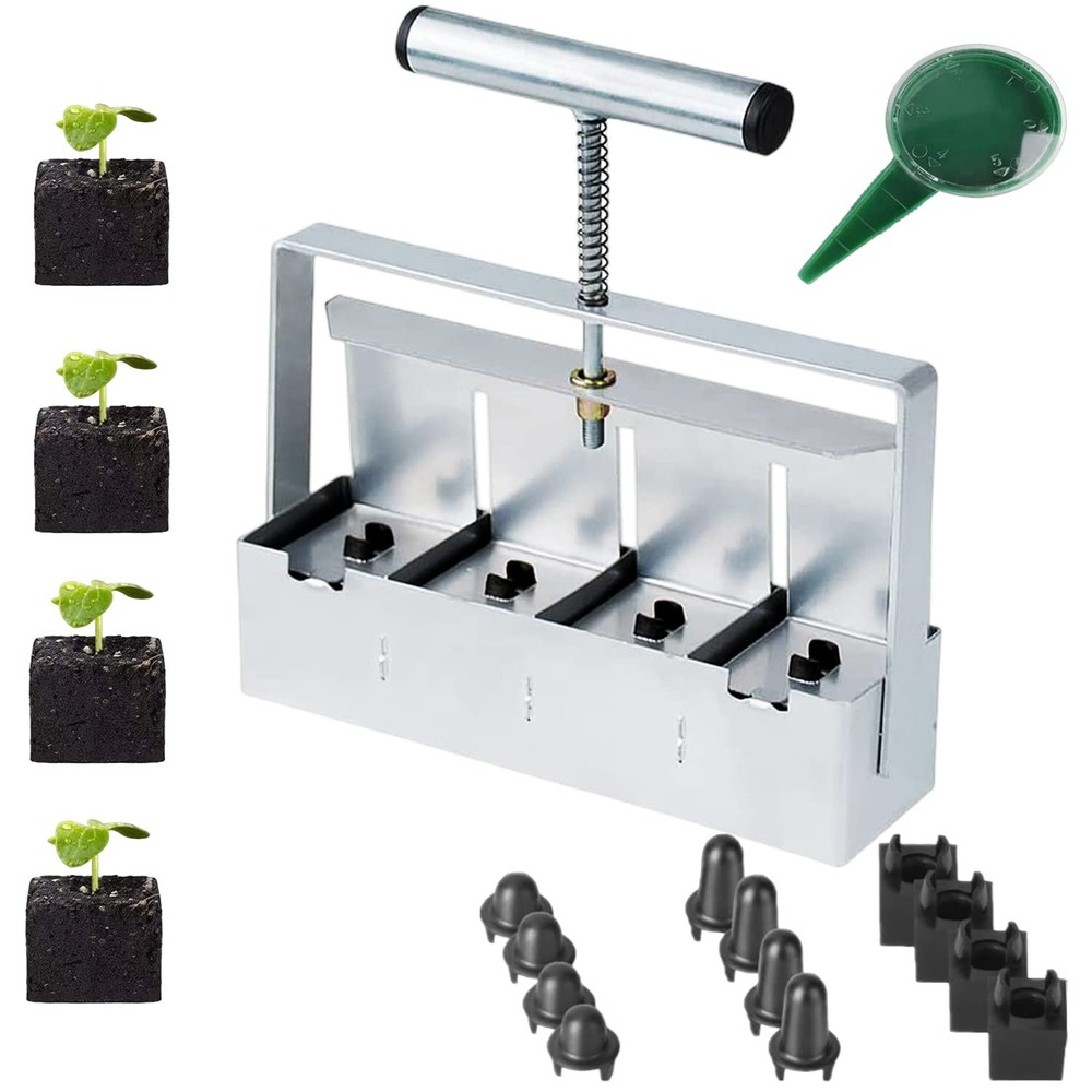 Hand held Soil Blocker Seed Block Makers Maker Start Garden Potting 4PC 4" X 2"