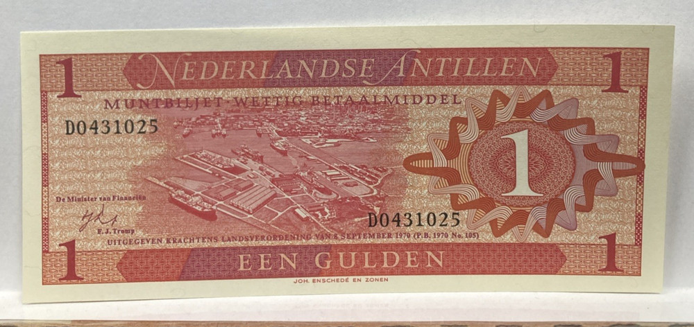 NETHERLANDS ANTILEES  1970  1 GULDEN   P-20  UNC Nanknote