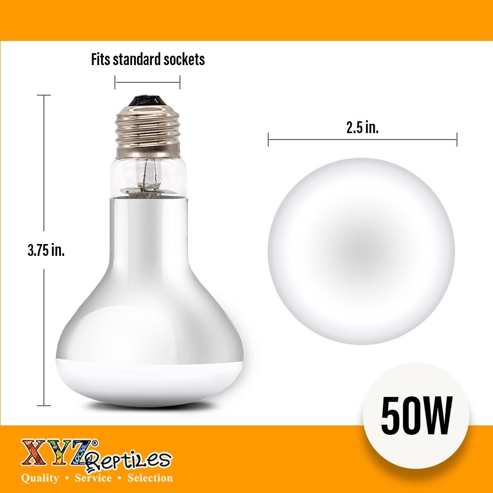 UVA Reptile Heat Lamp 50 Watt Bulb Basking Light XYZReptiles