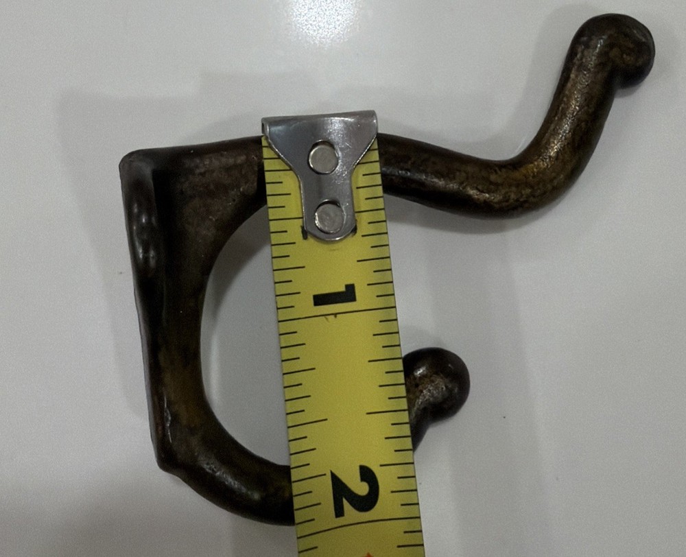 Single Cast Iron Double Hooks Round Tips Coat Hat Salvage Hardware 3”
