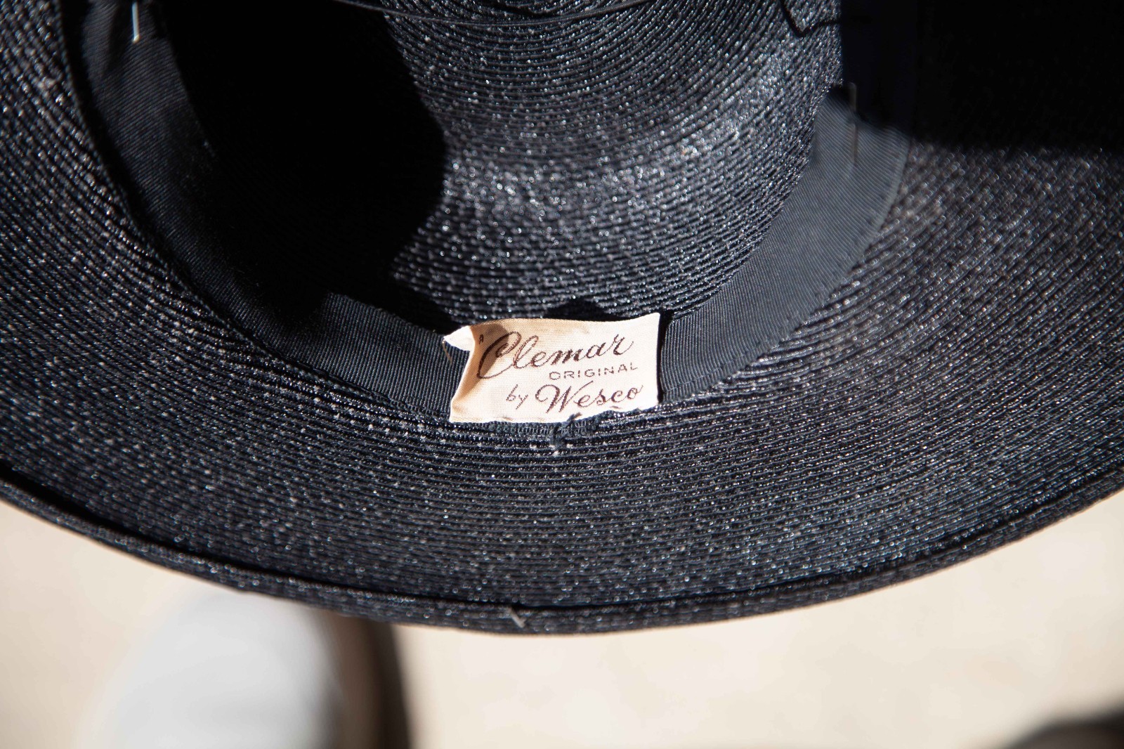 Vintage Clemar Original by Wesco Womens Straw Hat Black with Bow and Hat Box