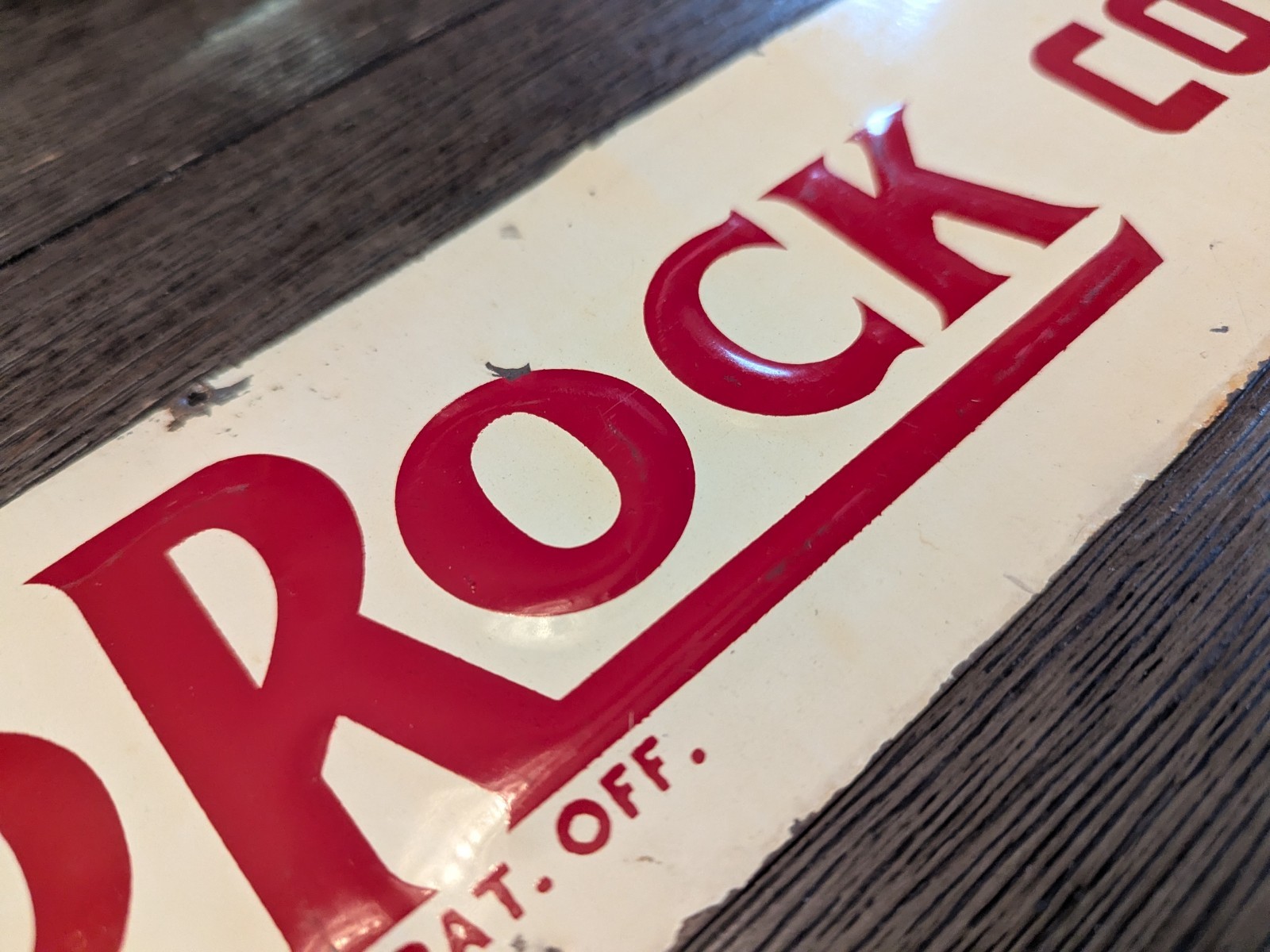 RARE RED ROCK COLA TIN TACKER STRIP SIGN EMBOSSED STOUT CO. 100% ORIGINAL