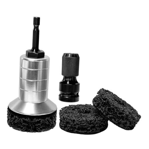 Wheel Hub Cleaning Kit, Brake Hub Resurfacing Kit with Adapter & 3 Pads, Silver