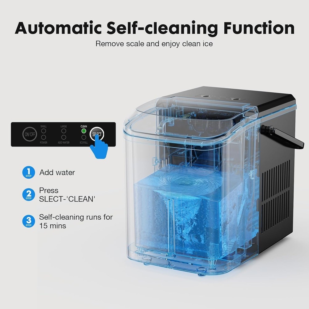 HEYNEMO Clear Ice Maker – Compact Countertop Ice Machine with 1.6" Square Ice...