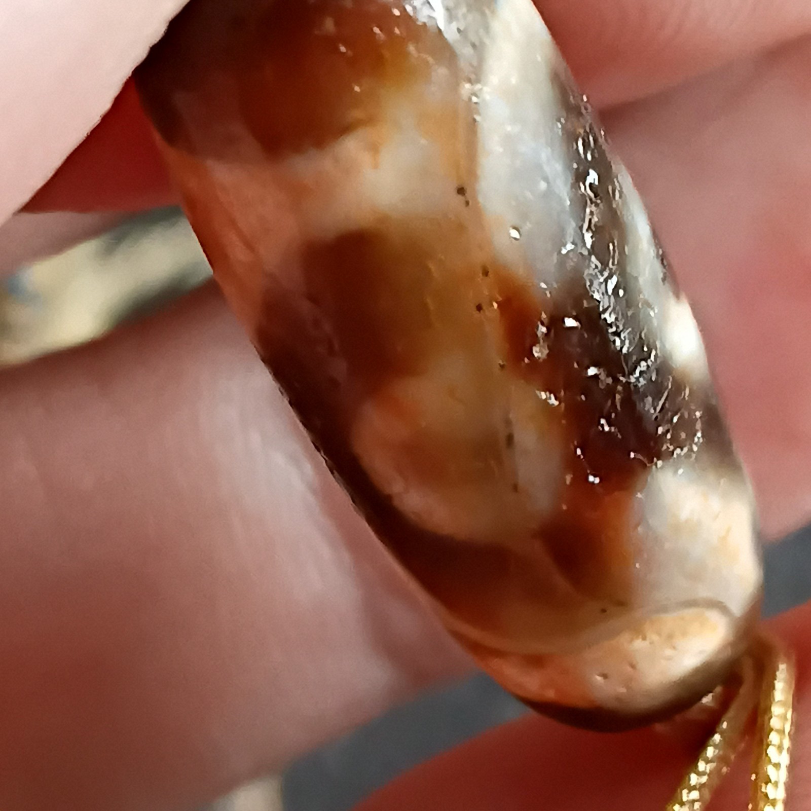 Tibetan Agate Pre 1800s 3 eye Dzi Bead Necklace