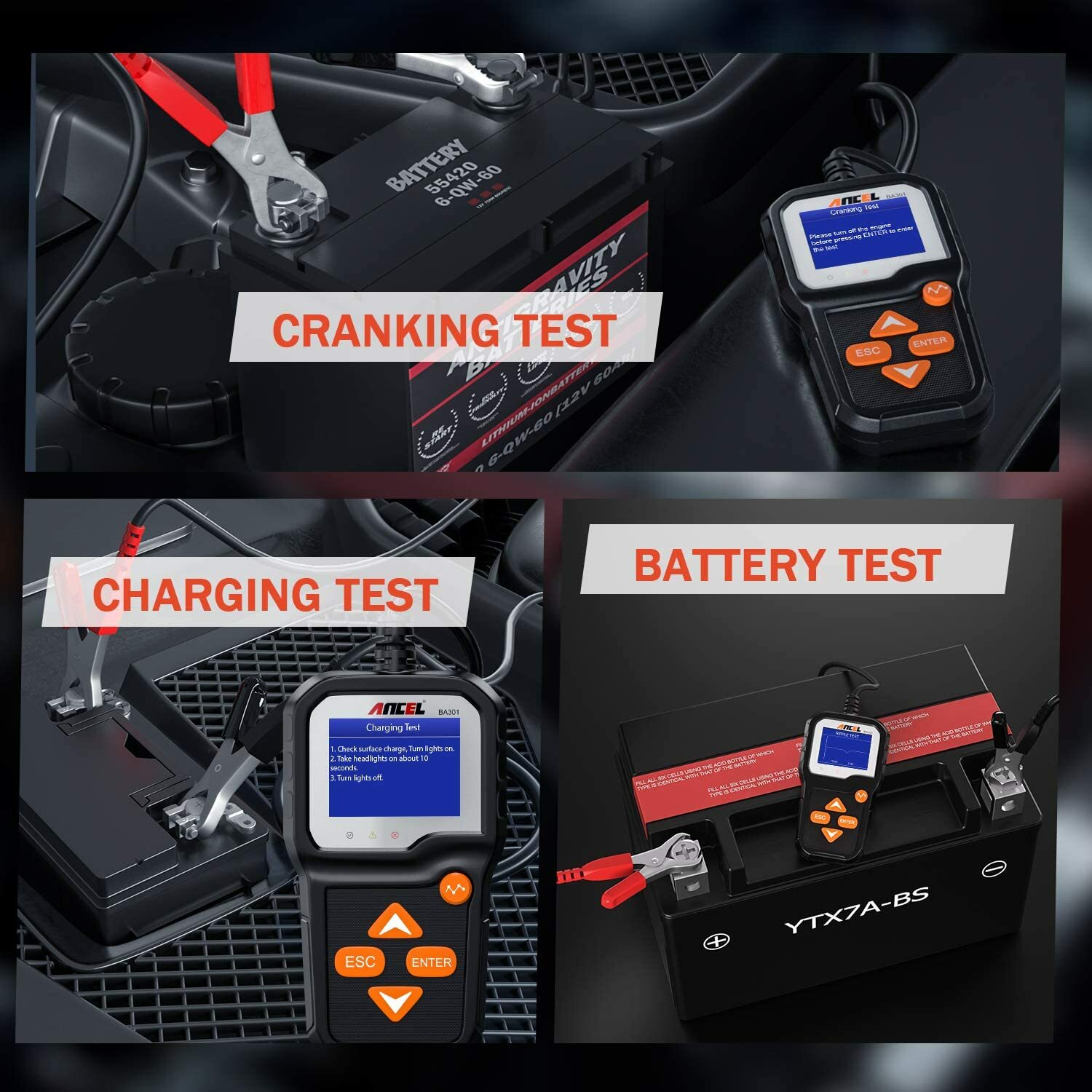 6V 12V Digital Car Battery Tester Load Charging Cranking Test Analyzer 2000CCA