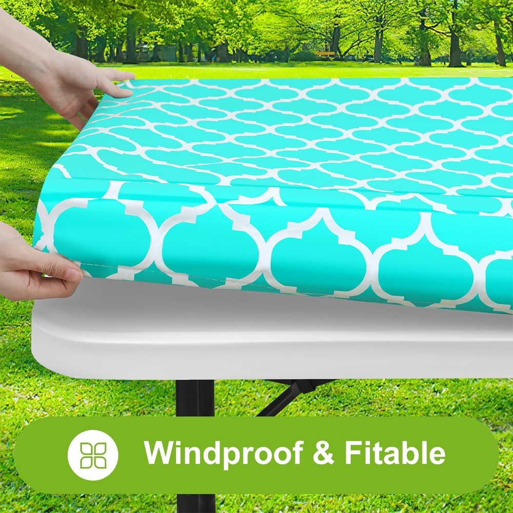Smiry Rectangle Picnic Table Cover, Waterproof 96" x 30" (Rectangular), Teal