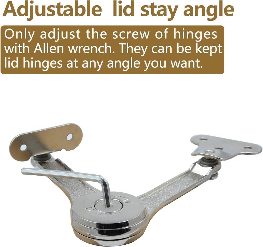 2Pcs Lid Support Hinges Soft Close Folding Lid Stay Hinge Keep Lid Hinge Open fo