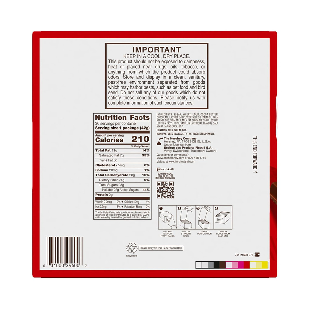 Milk Chocolate Wafer Candy Bars, 1.5 Oz (36 Count)