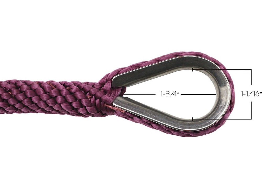 Extreme Max BoatTector Solid Braid MFP Anchor Line W/Thimble 3/8" x 50' Burgundy