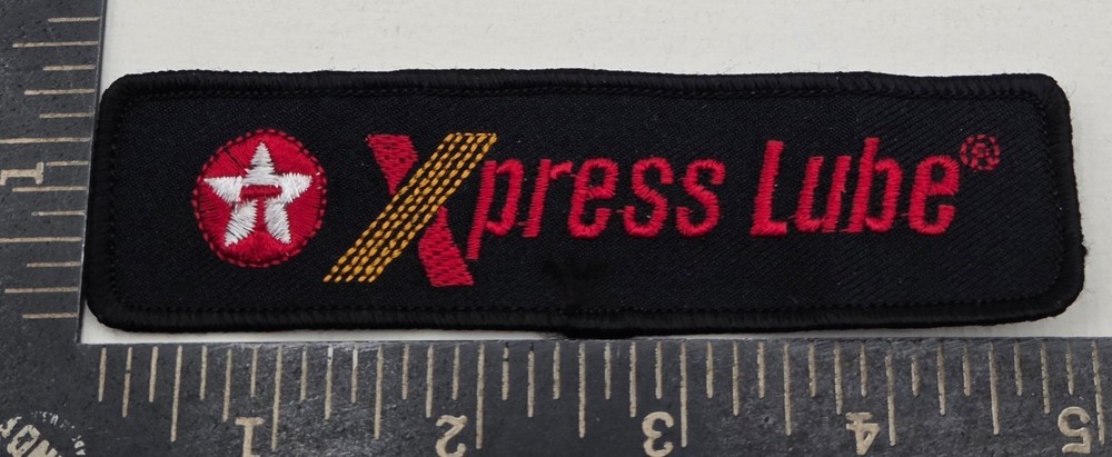 Express Lube Embroidered Sew On Patch Black Uniform Logo Rectangle Auto Service