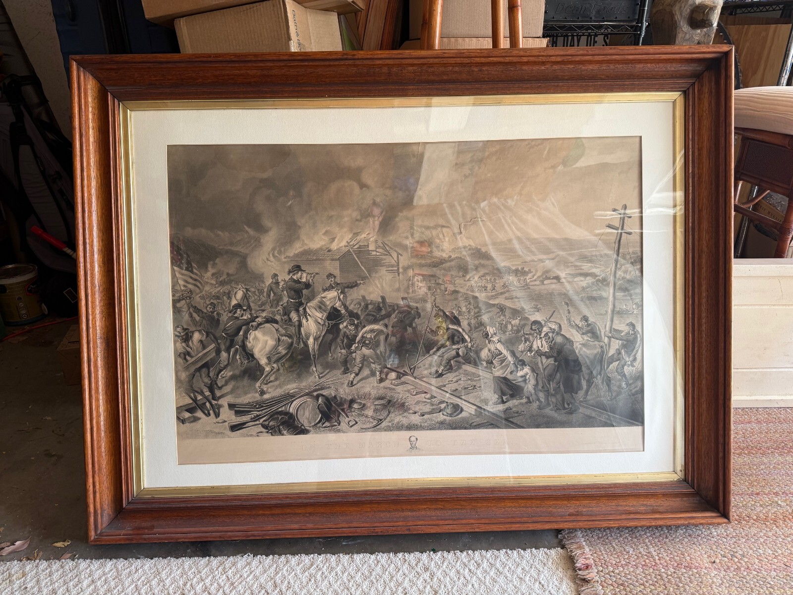1883 Sherman's March to the Sea Civil War Print J P Fitch Hartford CT Large 55"