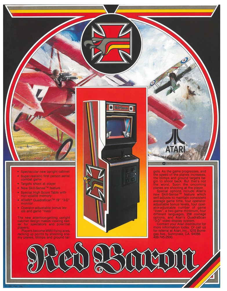 Red Baron Atari Video Arcade Flyer / Brochure / Ad - Excellent - Original