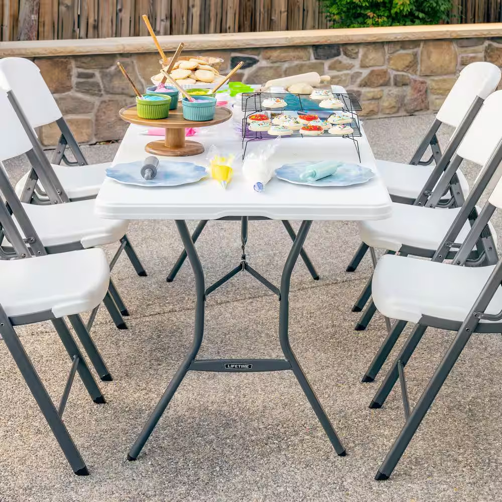 6 Ft. White Plastic Fold-In-Half Table (Light Commercial)