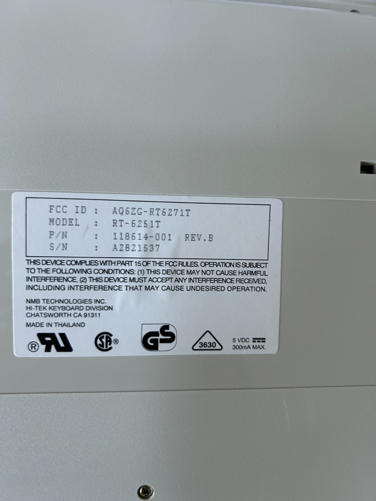 NMB Technologies RT-6251T 118614-001 REV B Mechanical Computer Keyboard UNTESTED