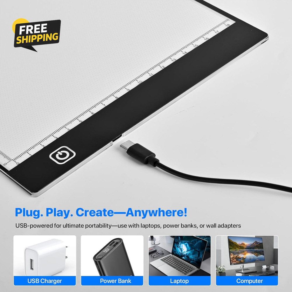 A5 LED Light Box for Tracing and Drawing - Ultra-Thin Adjustable Light Table/Boa
