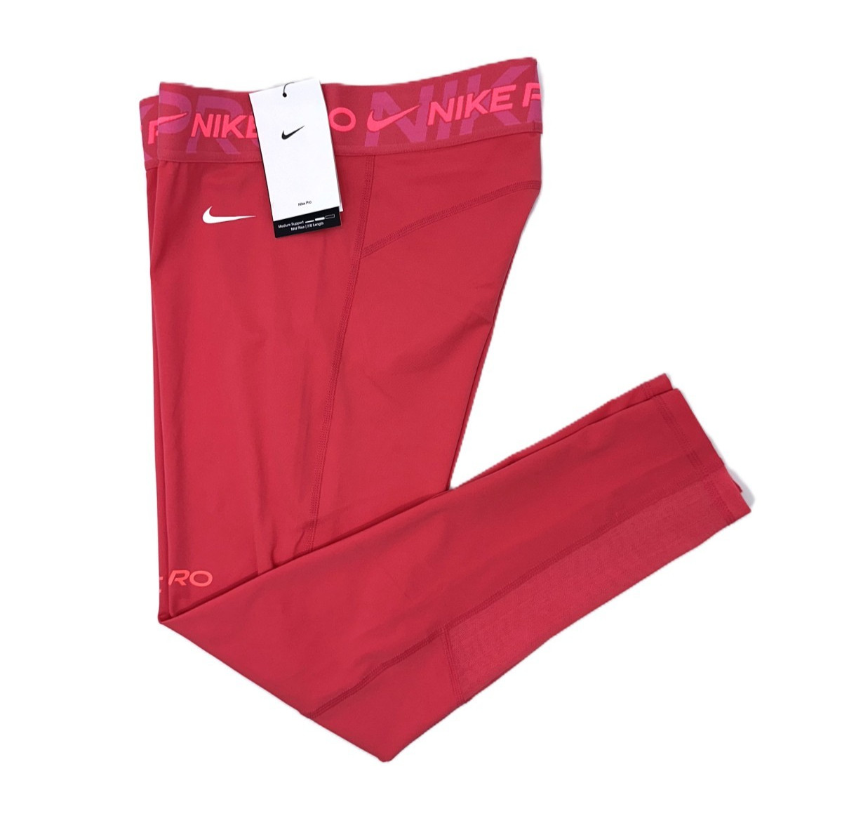 $65 NIKE PRO Women’s 7/8 Mid Rise Graphic Leggings-FV7397-Pink-Medium-New Tag