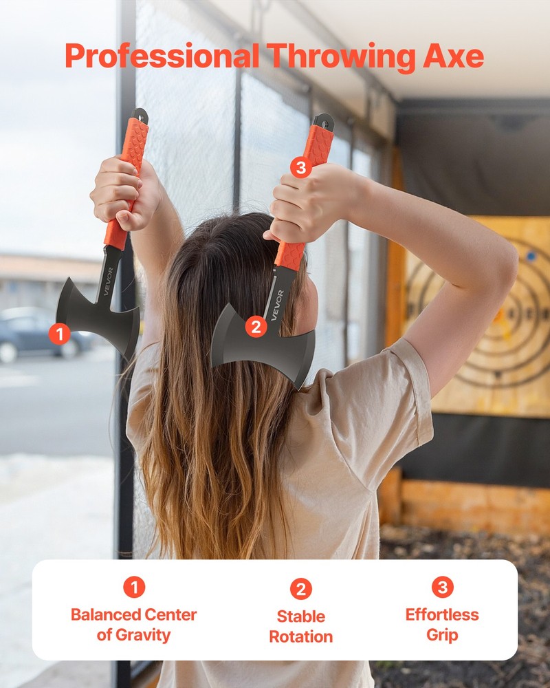 VEVOR Throwing Axes and Tomahawks 3 Pack 11.9 inch Double Bit Axe Throwing
