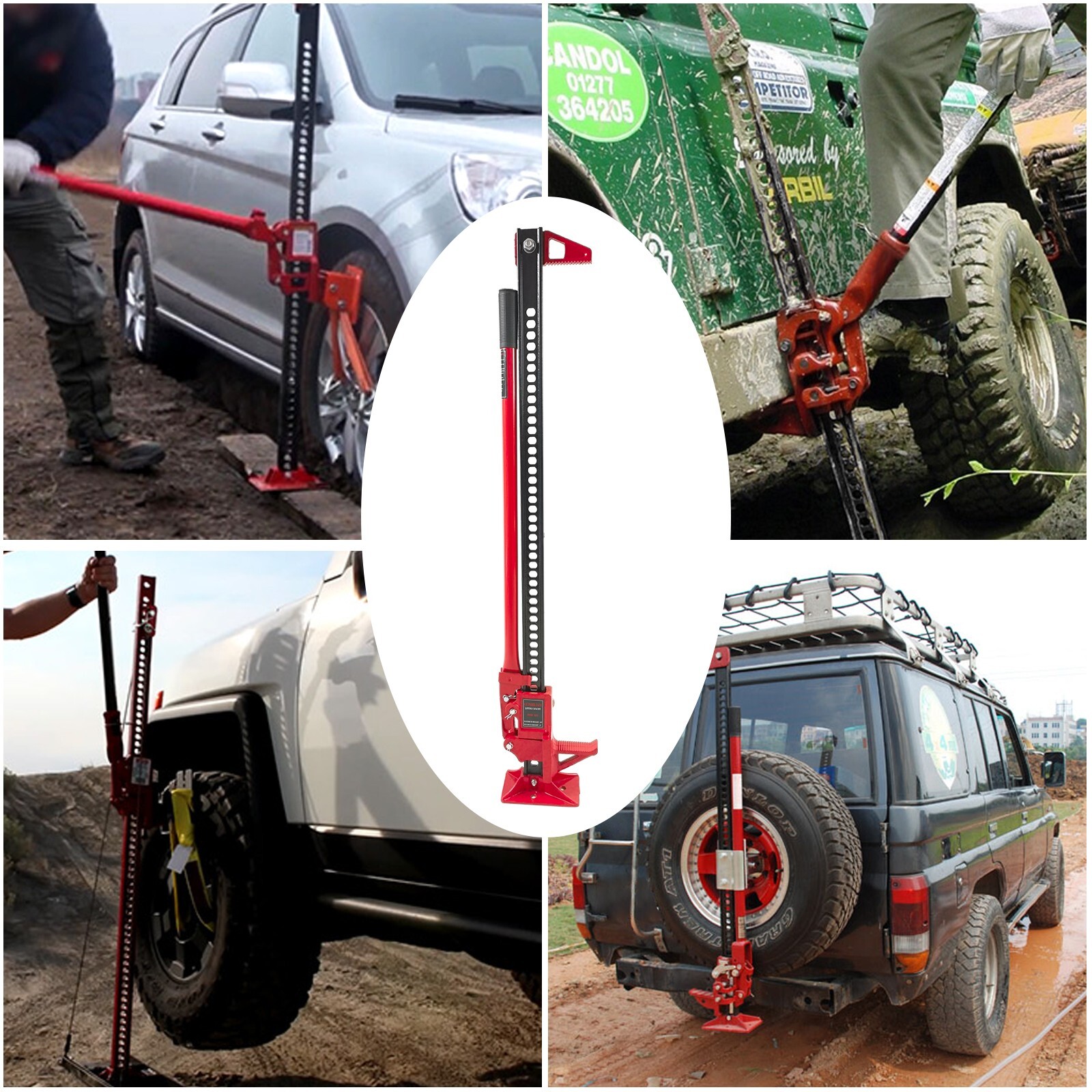 48" High Lift Ratcheting Off Road Utility Farm Jack 6000lbs/3Ton Capacity Red