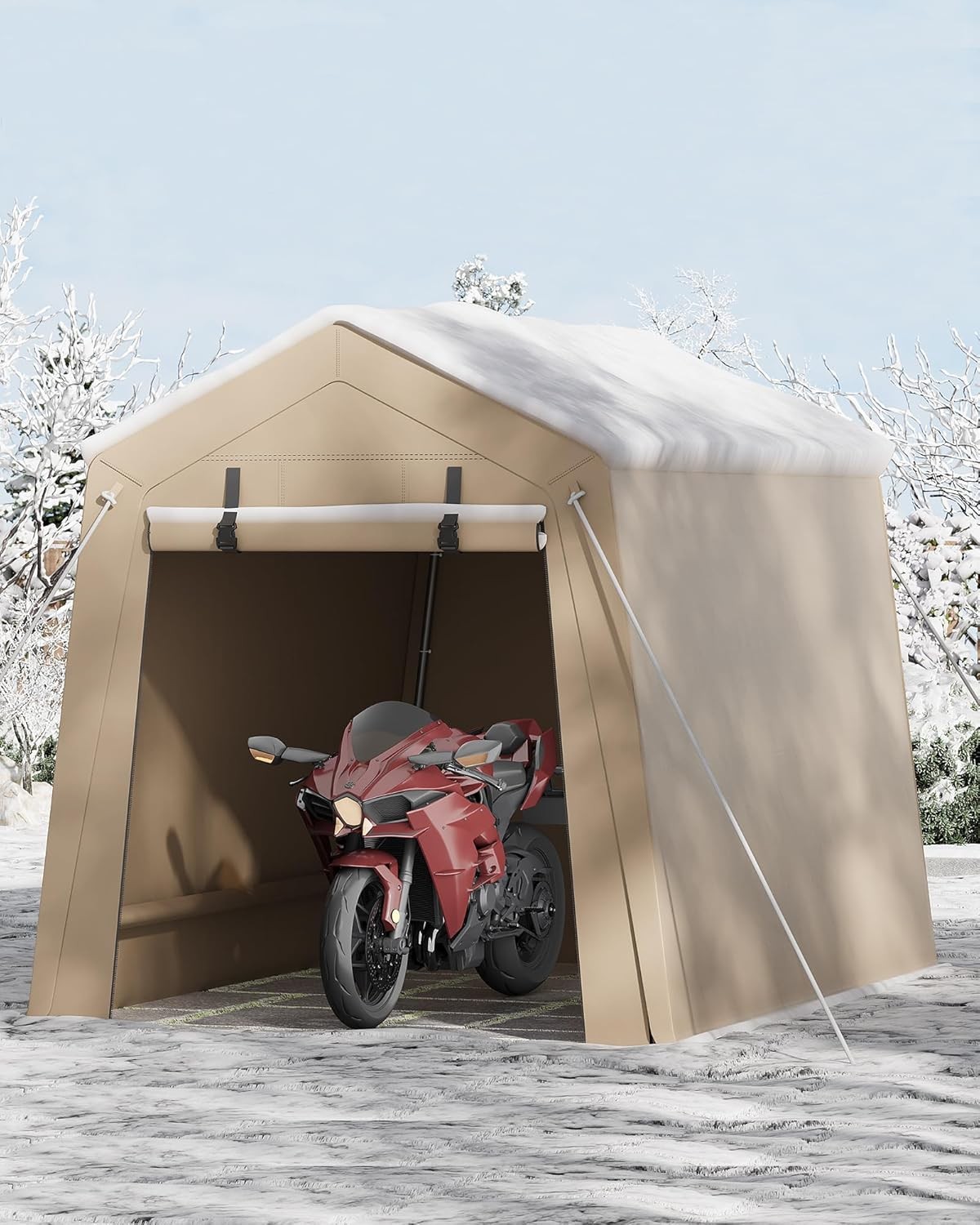 6x8 ft Portable Outdoor Storage Shed Waterproof UV-Resistant Canopy Tent Carport