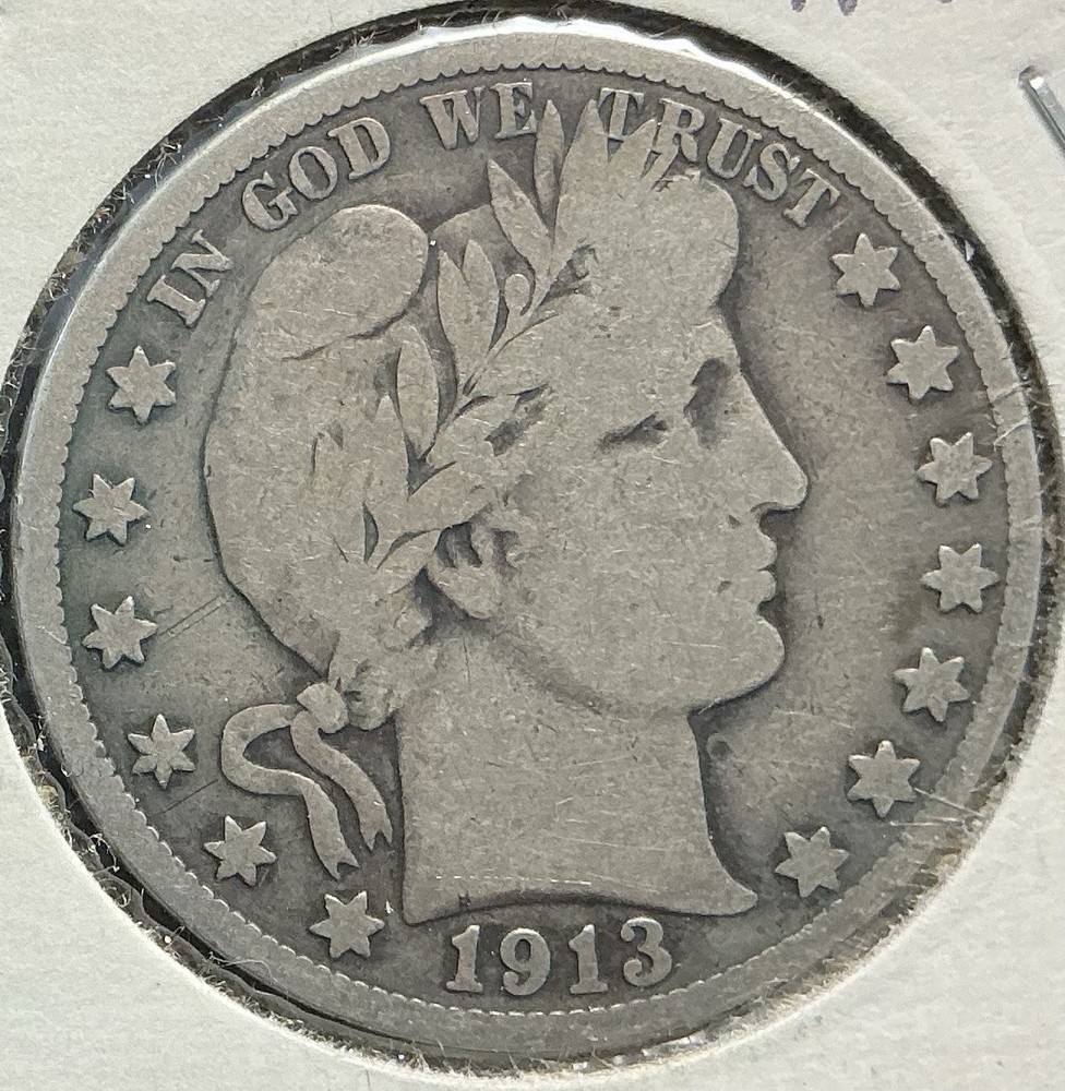 1913 S BARBER 50C HALF DOLLAR GOOD