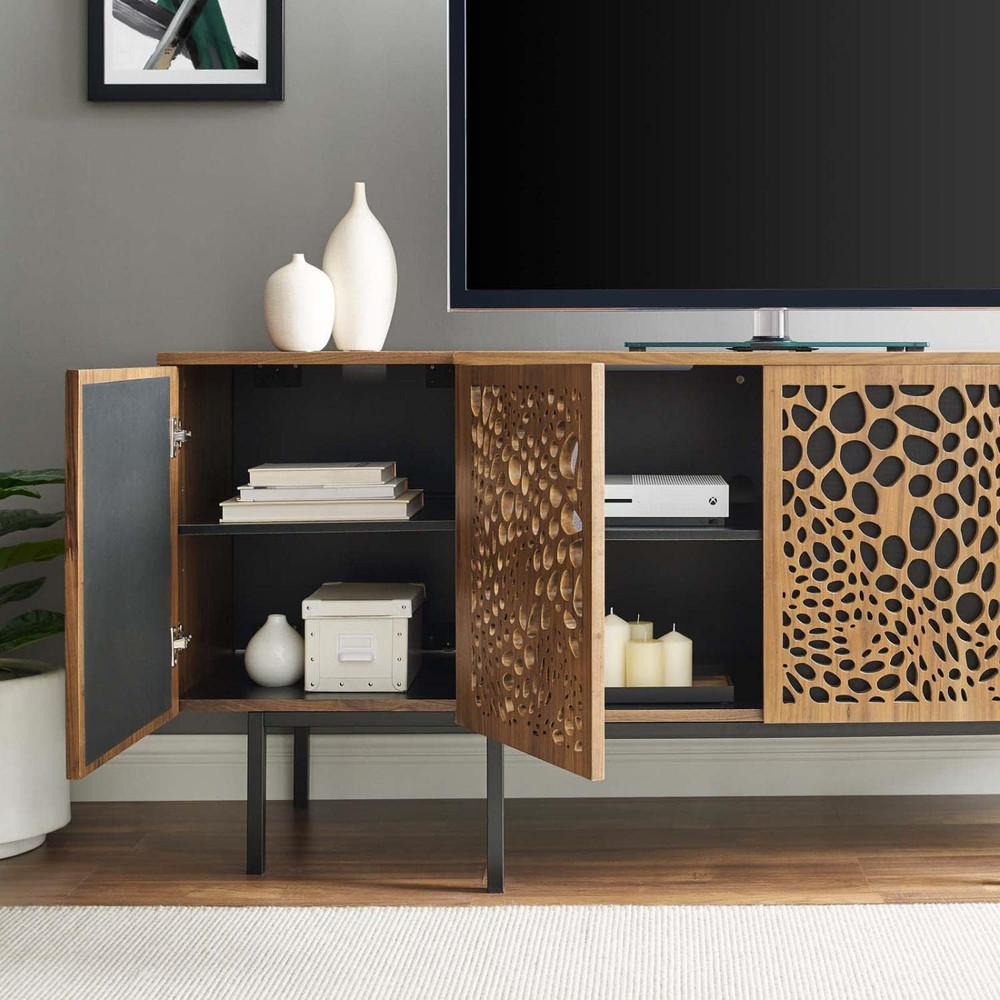 Walnut Yosemite Wood Sideboard Credenza - Stylish Storage Solution