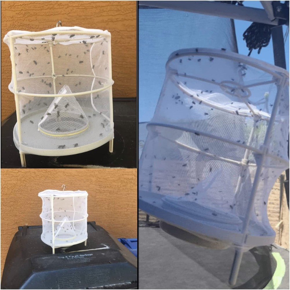 Trap Ranch Fly Cage Reusable Fly Catcher Killer Net Pest Bug Insert Auto Catch