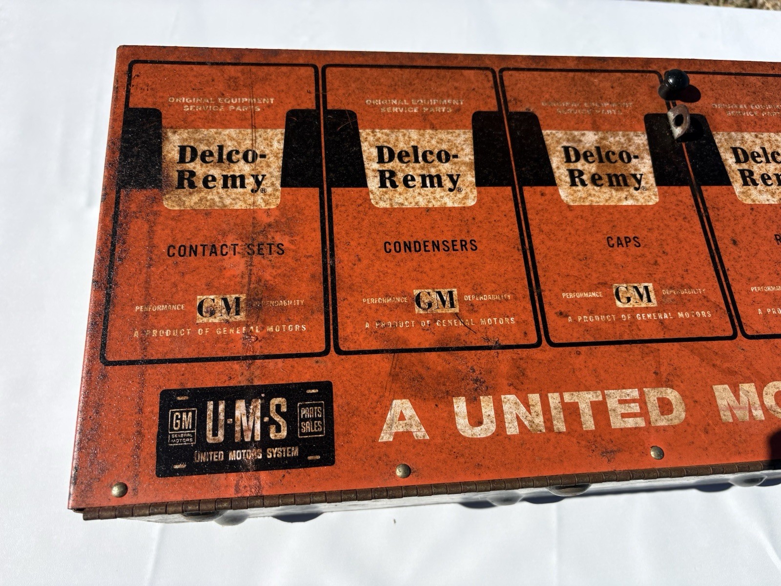 Vintage General Motors Delco Remy Ignition Parts Cabinet Dealer Man Cave