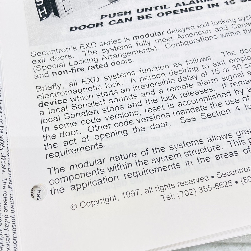 Securitron EXD Model Exit Delay Systems Installation & Operating Instructions