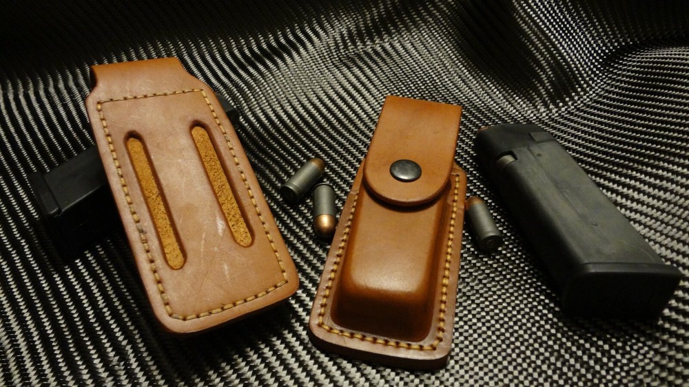 2X DOUBLE STACK LEATHER MAG POUCHES