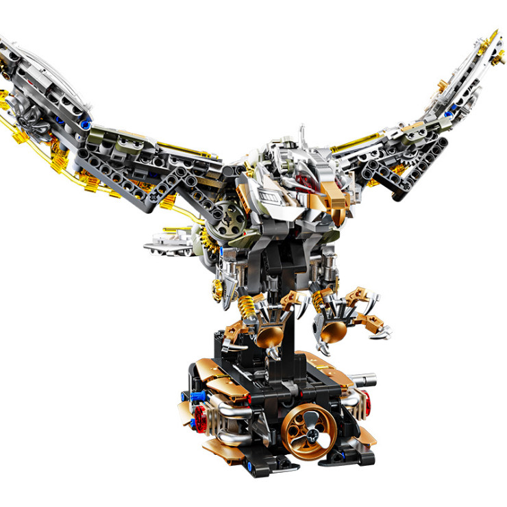 MJ Semi mechanical movable model eagle assembly toy with lights,Creative Gift