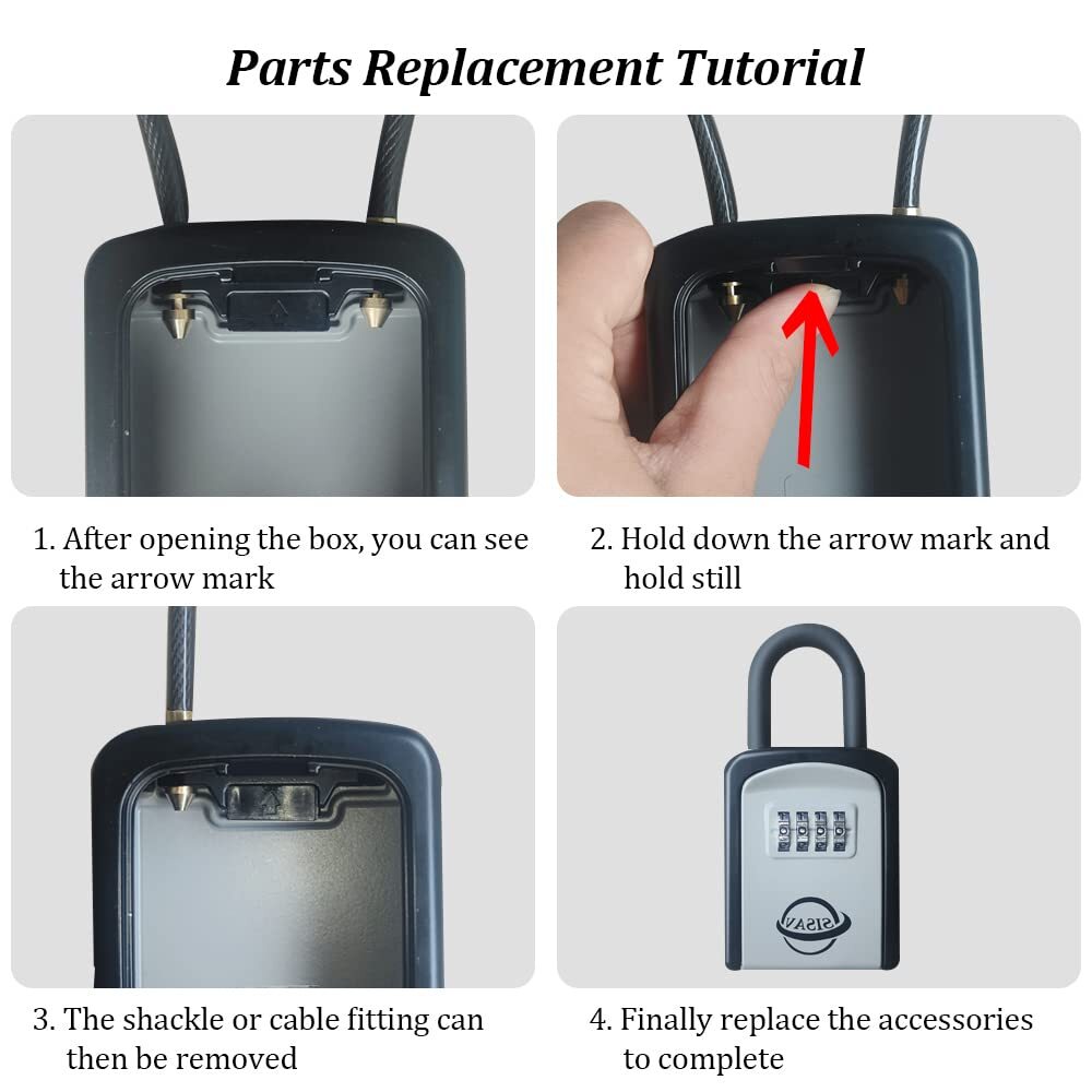 4 Digit Portable Lock BoxSet Your Own CombinationWith Removable Cable and Sha...