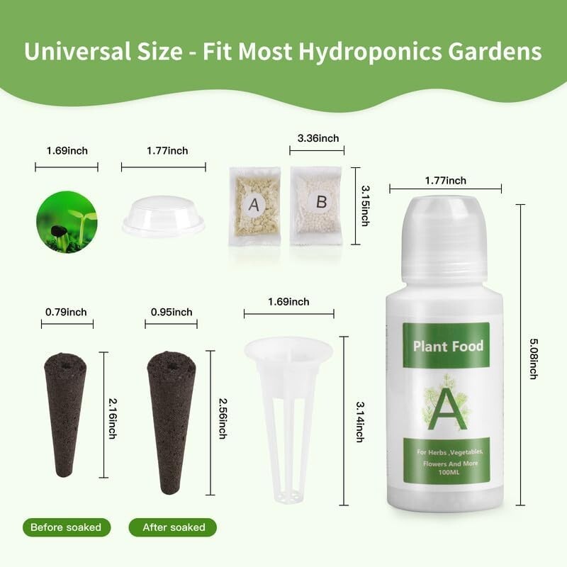 148 pcs Grow Anything Kit Hydroponic Accessories Seed Pods A&B Nutrient Refill