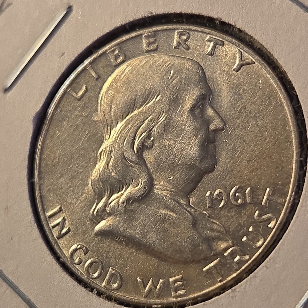 1961-D Franklin Silver Half Dollar In About Uncirculated Condition