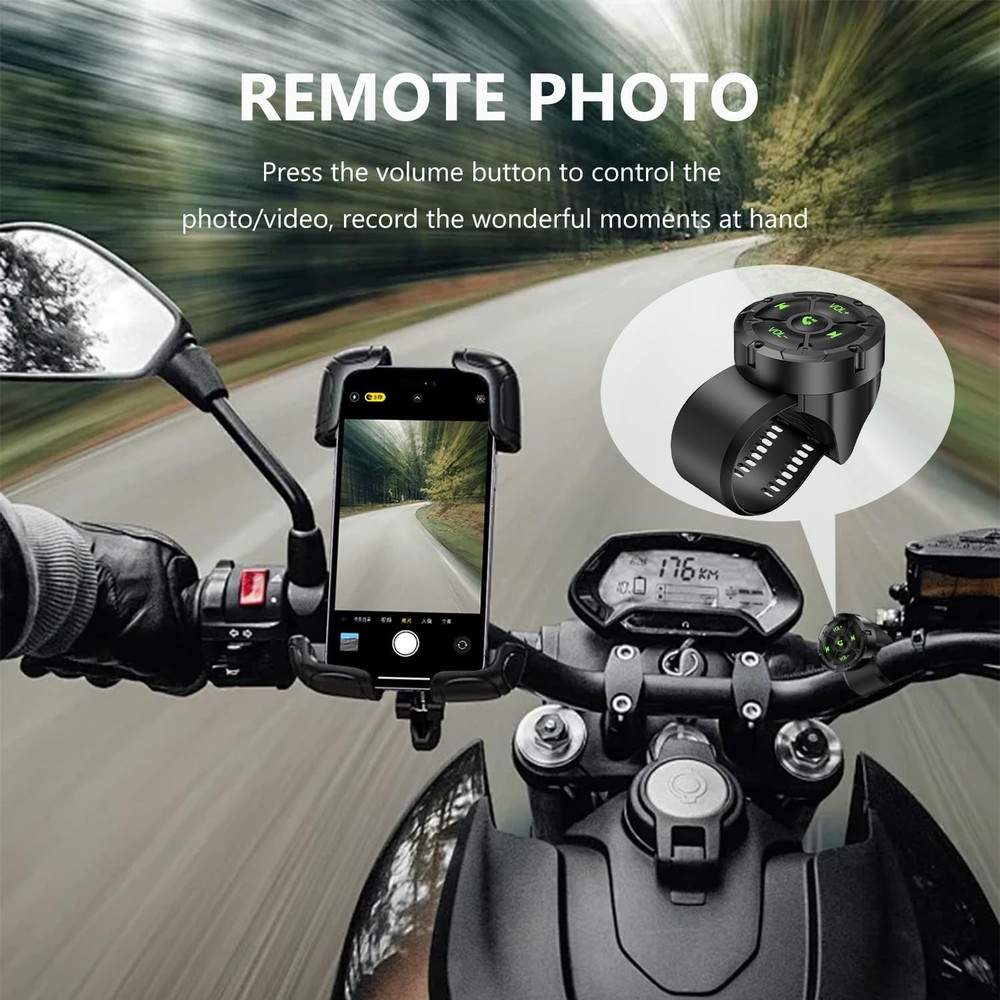 Bluetooth Media Button Remote,Wireless Waterproof Music Controller for Car Mo...