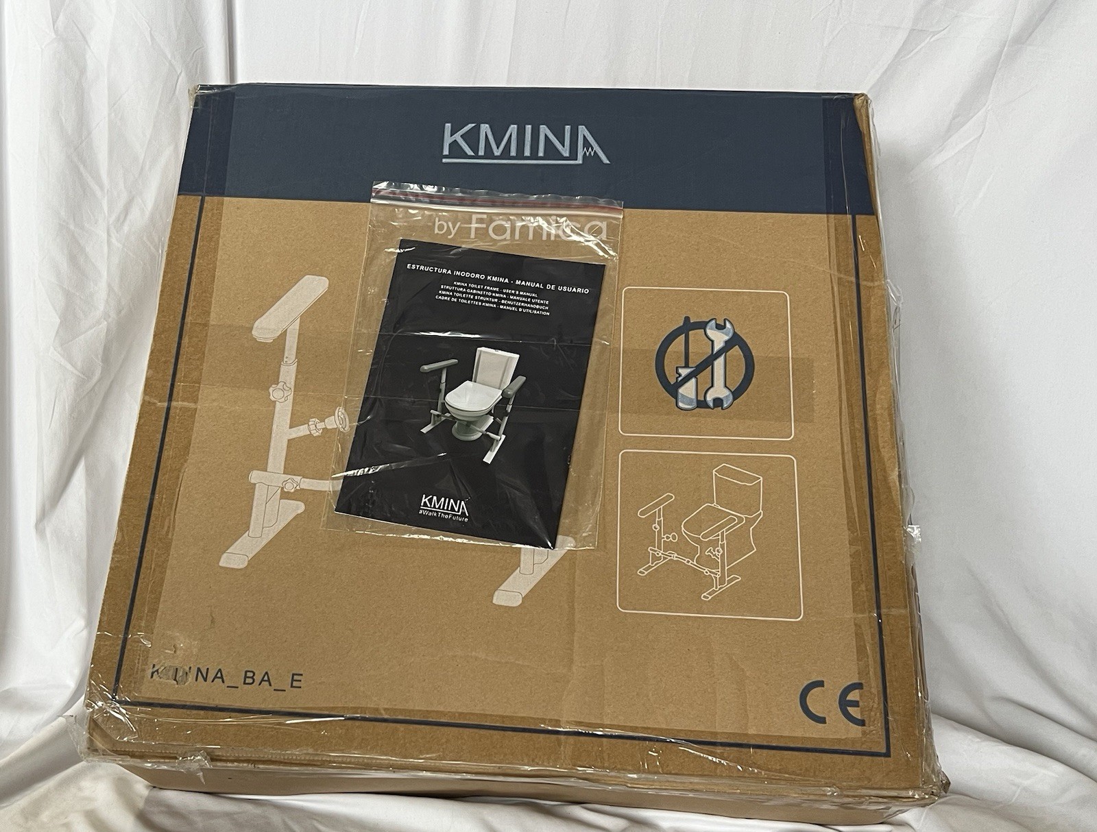 KMINA Toilet Safety Rails Frame with Grab Bars White. New In Box Never Assembled