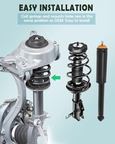 - 2Pcs Front Complete Struts Spring Assembly + 2Pcs Rear Shock Absorbers Fits