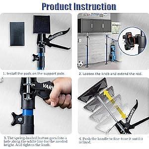 Varwaneo 3rd Hand Telescopic Support Poles, Supports Up To 154 lbs., 4 Pack