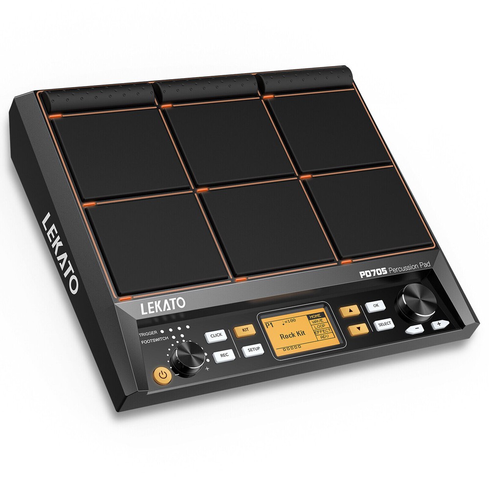 LEKATO PD705 Percussion Pad 9-Trigger Sample Pad Multipad Tabletop Drum Pedal