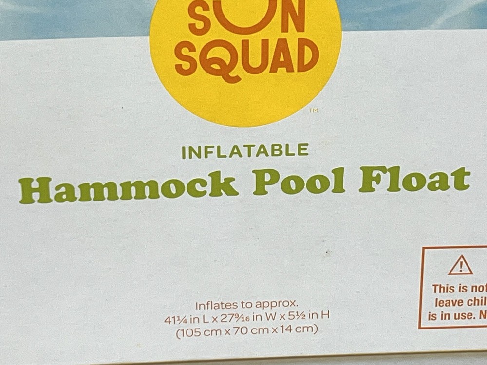 Sun Squad Inflatable Hammock Headrest Pool Float Navy White Over 3ft Long NEW