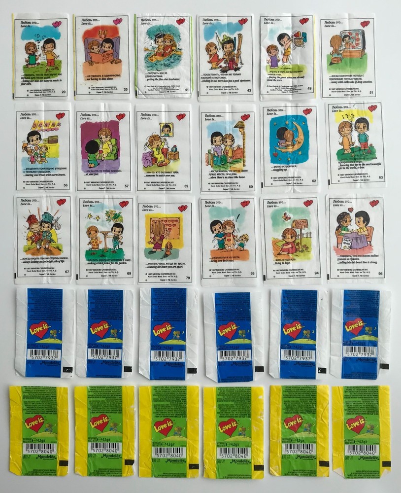Love Is... Chewing Gum Wrappers & Comic Inserts Set Kent Ephemera Collection