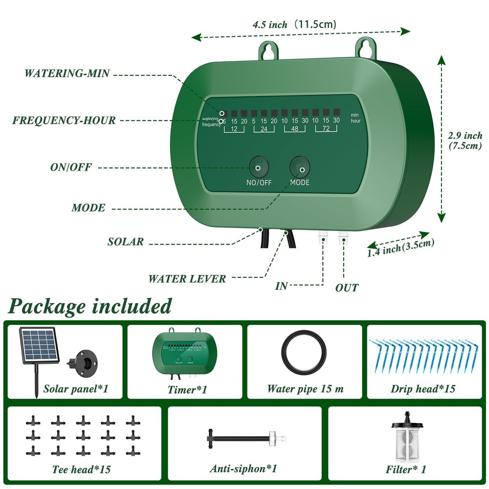 Solar Automatic Watering Kit for Garden, Automatic Drip Watering System with ...