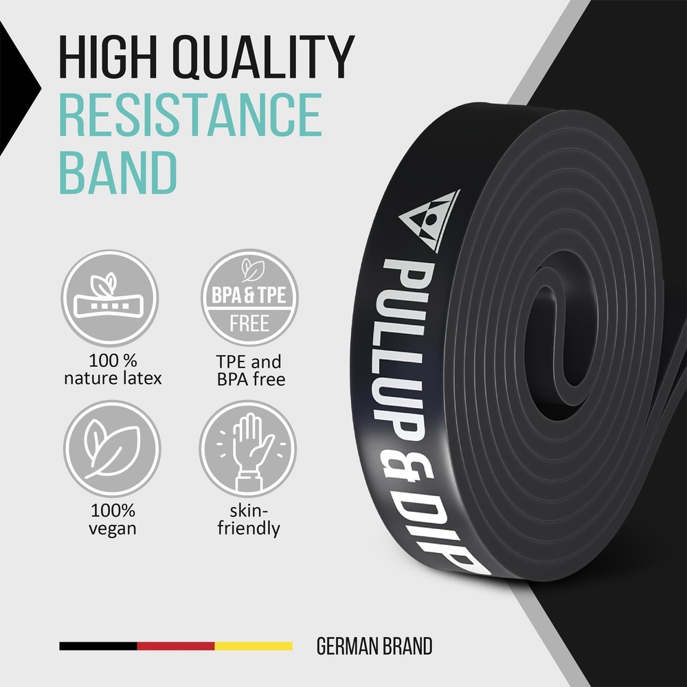 PULLUP & DIP Pull Up Assistance Bands Resistance LIGHT (Black, 15-53 lbs)